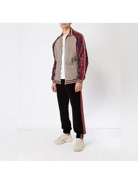 Nwt GUCCI MICRO-CHECK AND FLORAL PAISLEY-PRINT VELVET TRACK JACKET